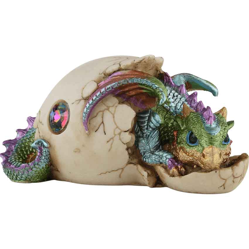 Blue and Green Dragon Hatchling with Jeweled Egg