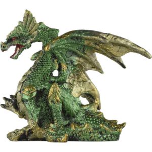 Small Seated Emerald and Gold Dragon Statue