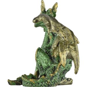Small Seated Emerald and Gold Dragon Statue