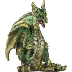 Small Seated Emerald and Gold Dragon Statue