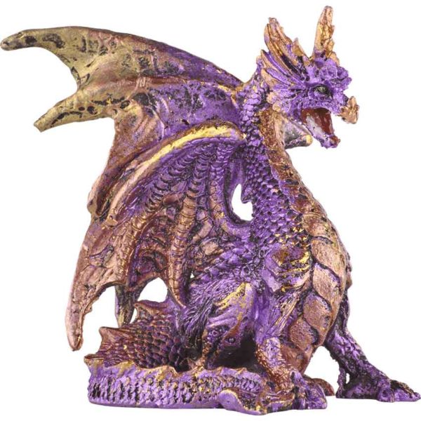 Small Seated Amethyst and Gold Dragon Statue