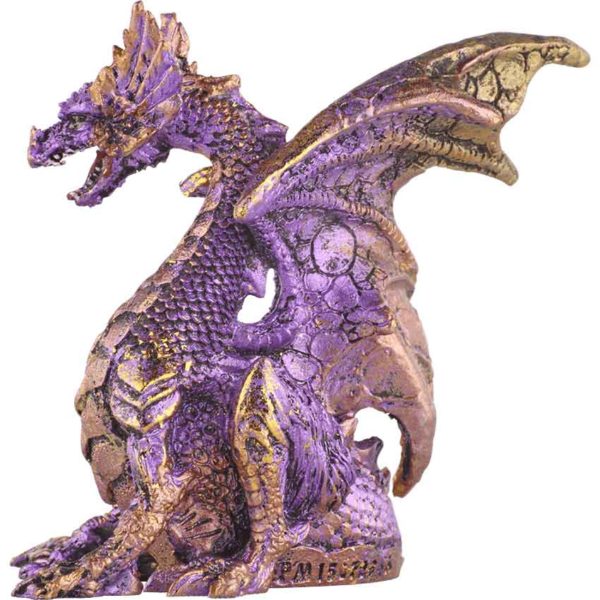 Small Seated Amethyst and Gold Dragon Statue