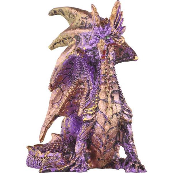 Small Seated Amethyst and Gold Dragon Statue