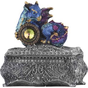 Blue Baby Dragon and Gem Trinket Box