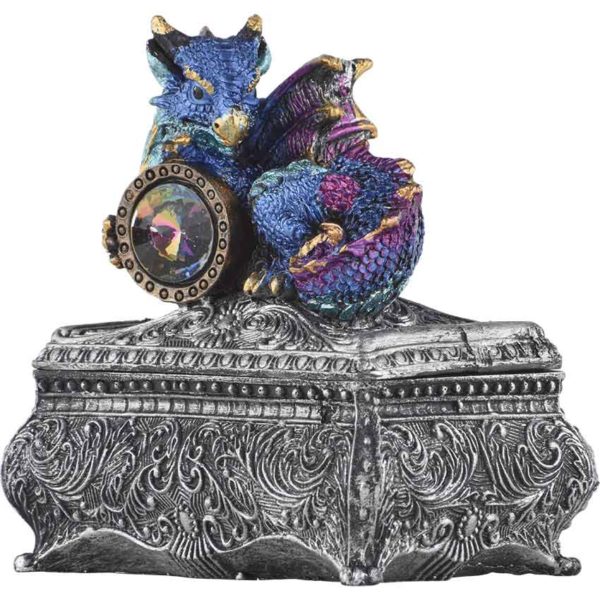 Blue Baby Dragon and Gem Trinket Box