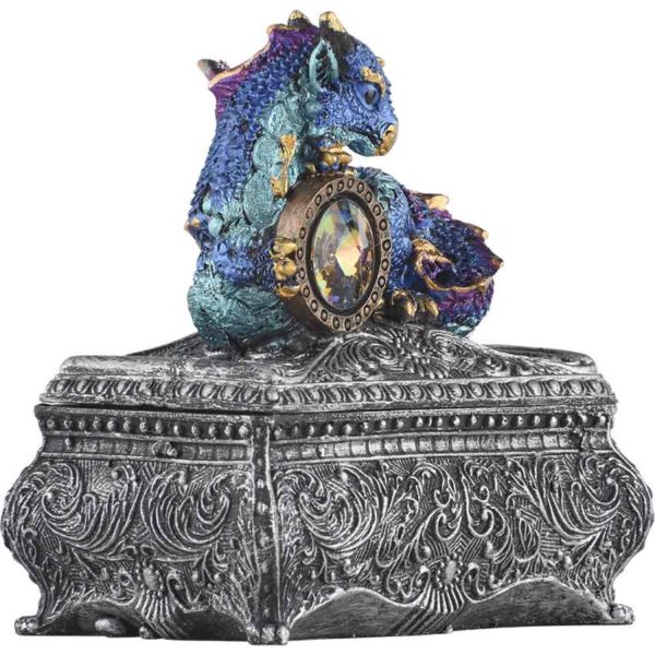 Blue Baby Dragon and Gem Trinket Box