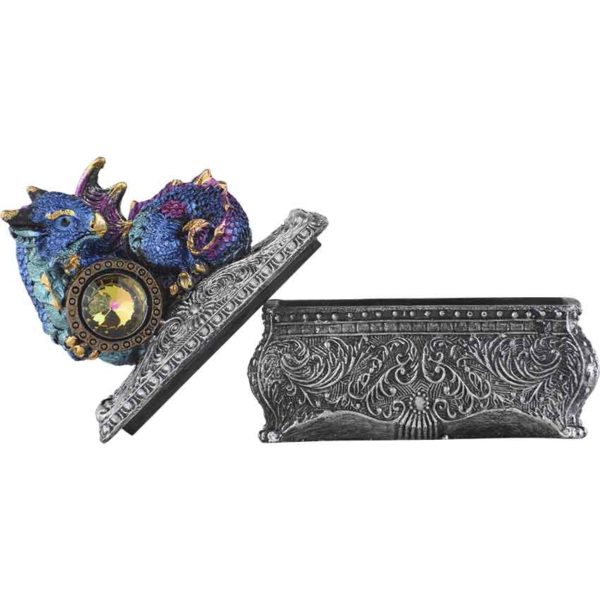 Blue Baby Dragon and Gem Trinket Box