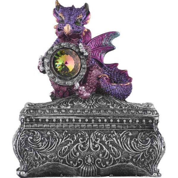 Purple Baby Dragon and Gem Trinket Box