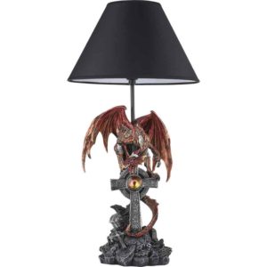 Red Dragon on Cross Table Lamp