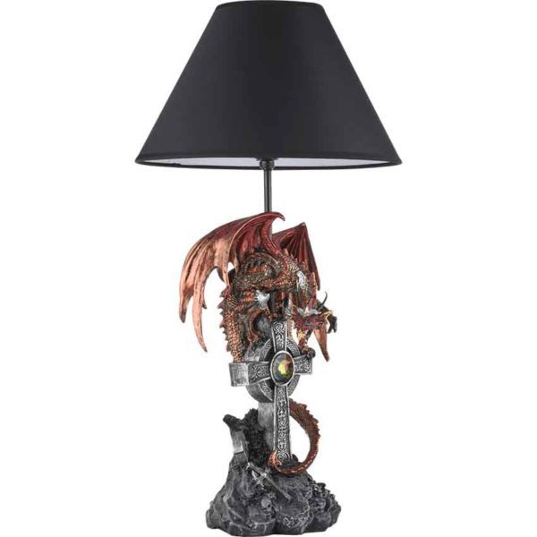 Red Dragon on Cross Table Lamp