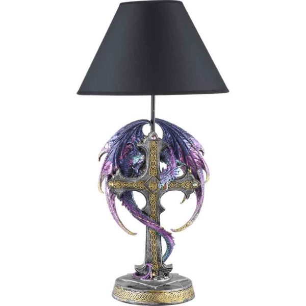 Purple Dragon on Cross Table Lamp