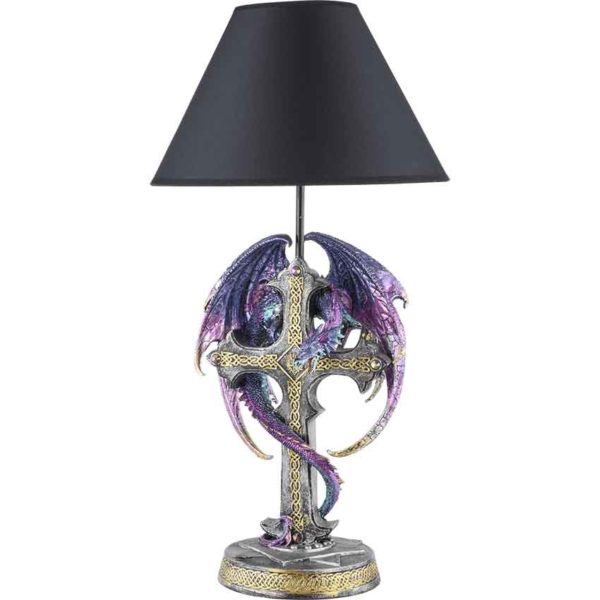 Purple Dragon on Cross Table Lamp