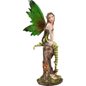 Green Fairy on Stump Statue