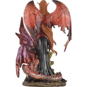 Elven Fairy with Red Dragon Statue
