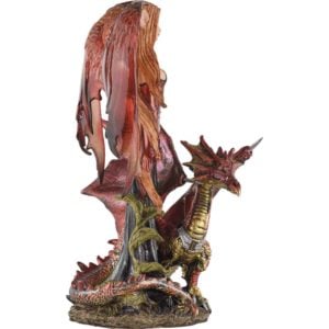 Elven Fairy with Red Dragon Statue