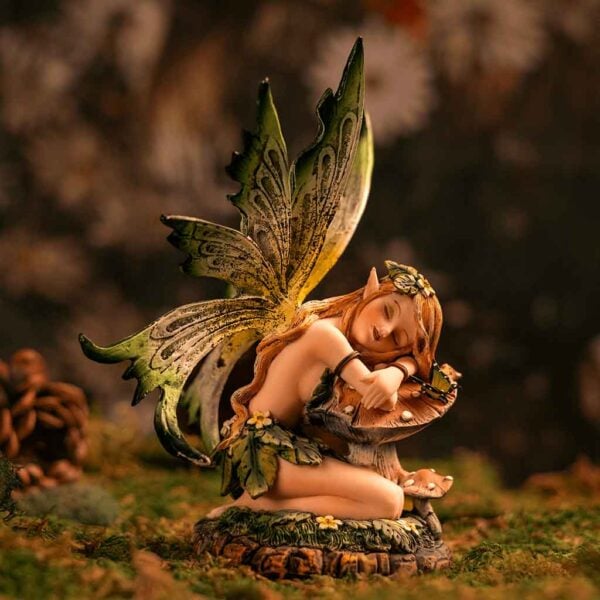 Sleeping Green Leaf Fairy Statue