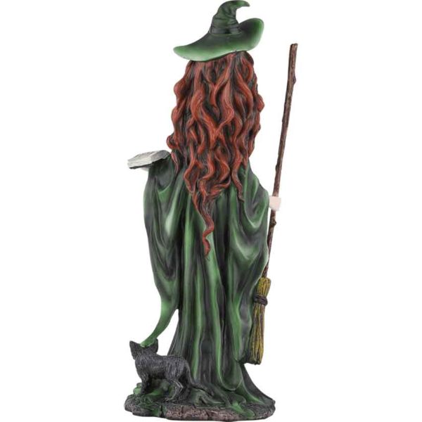 Witch Holding Broom Statue