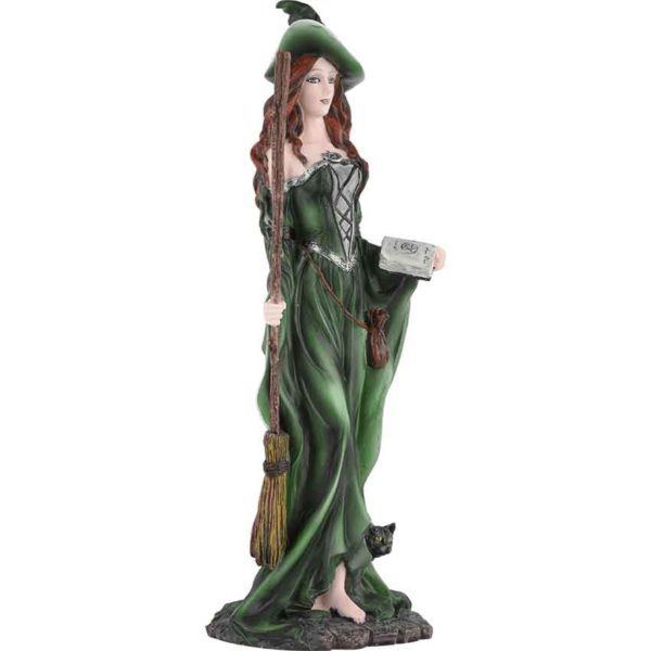 Witch Holding Broom Statue