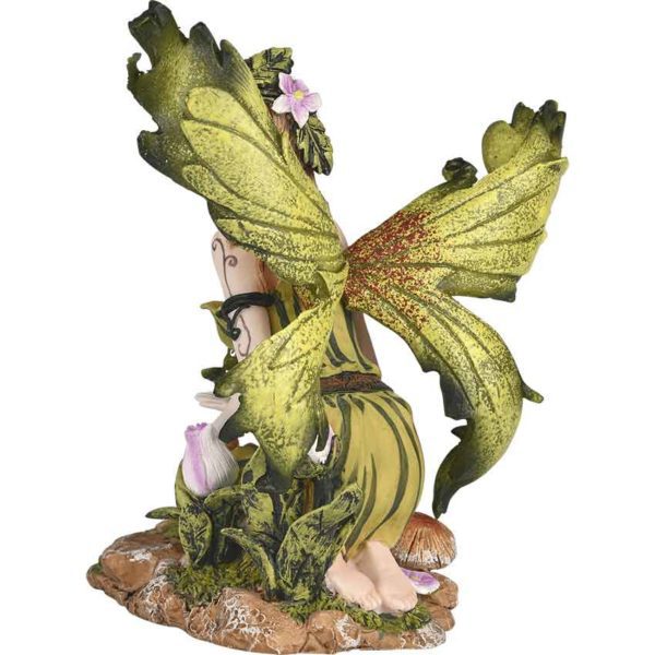 Spring Green Fairy with Butterfly Statue