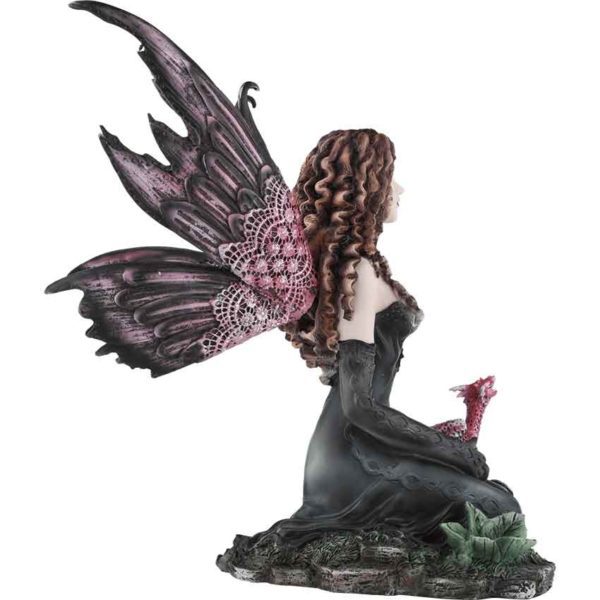 Black Fairy with Red Dragon Statue