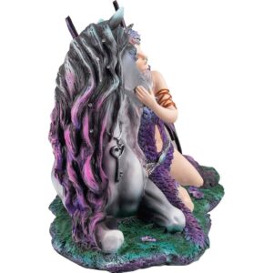 Purple Moon Fairy with Unicorn Statue