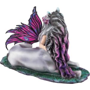 Purple Moon Fairy with Unicorn Statue
