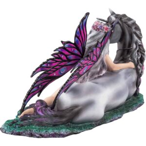 Purple Moon Fairy with Unicorn Statue