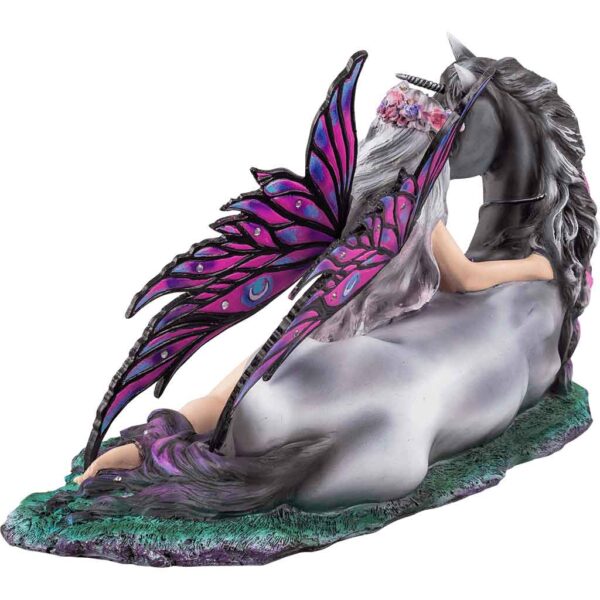 Purple Moon Fairy with Unicorn Statue