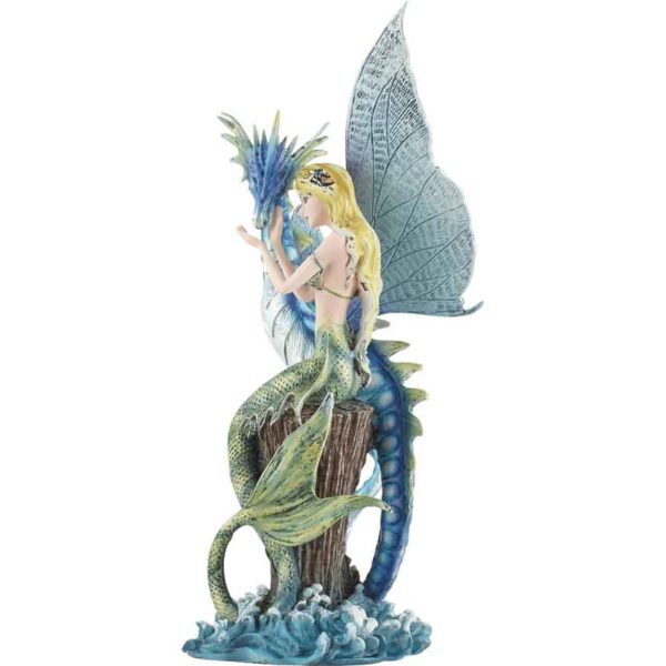 Green Mermaid with Blue Serpent Statue