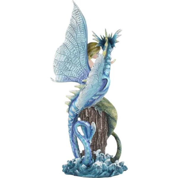 Green Mermaid with Blue Serpent Statue