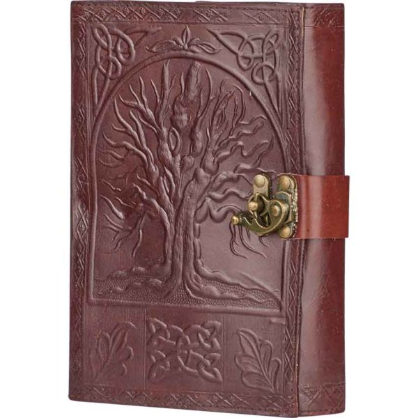 Large Leather Embossed Tree Of Life Journal With Lock