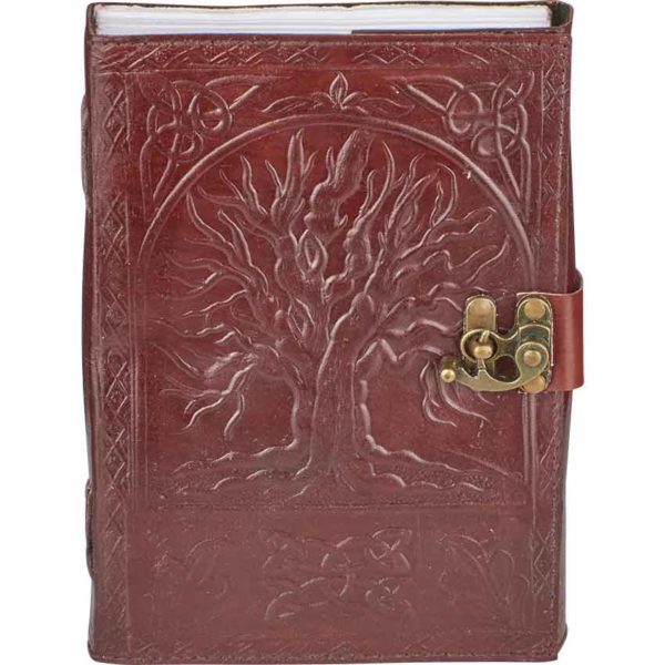 Large Leather Embossed Tree Of Life Journal With Lock