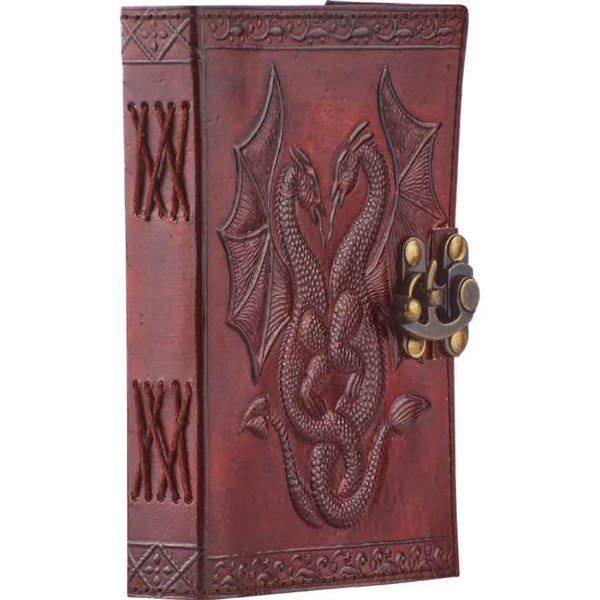 Leather Embossed Double Dragon Journal With Lock