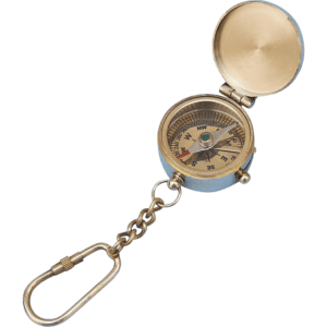 Brass Lidded Compass Keychain