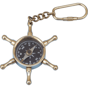 Brass Wheel Compass Keychain