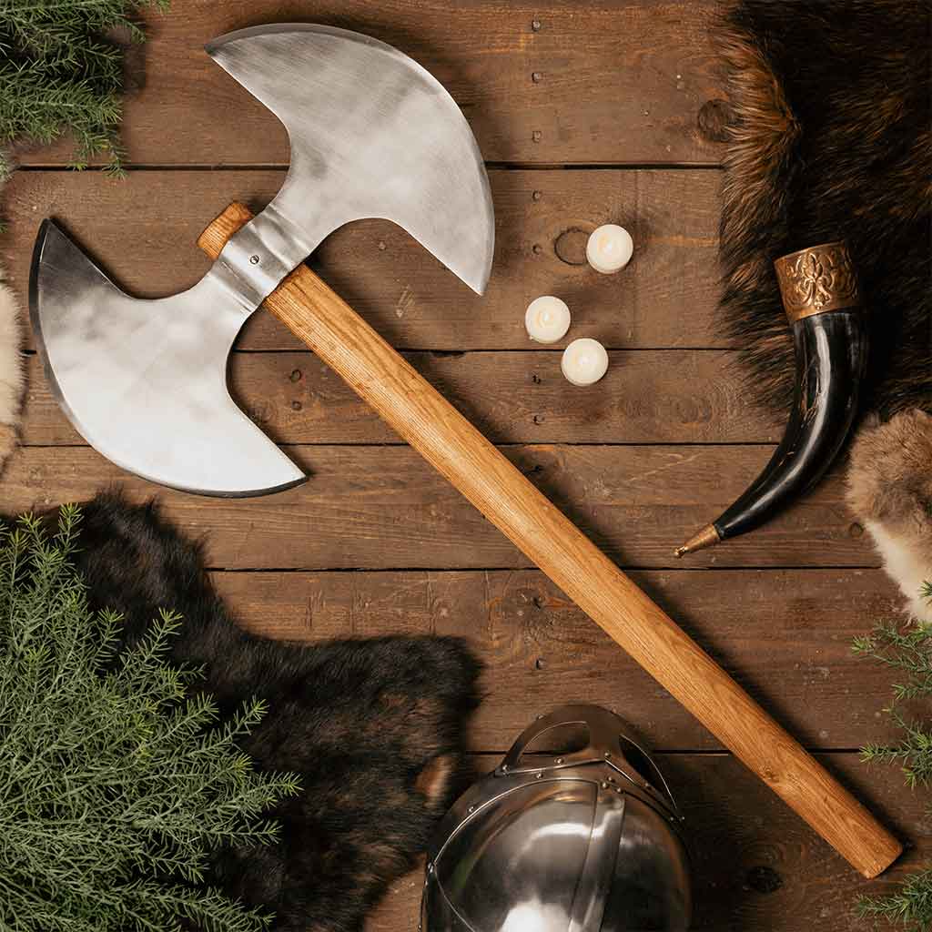 Short Hafted Double Bit Axe - AH-3543S - Medieval Collectibles