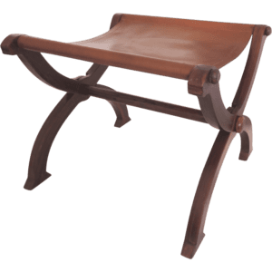 Wood and Leather Folding Stool
