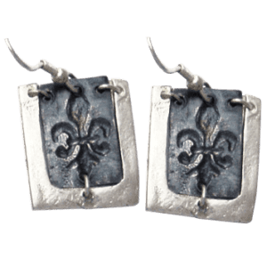 Antiqued Silver Fleur De Lis Earrings
