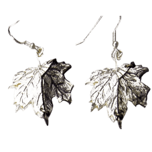 Antiqued Silver Maple Leaf Earrings