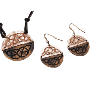 Antiqued Copper Round Celtic Knot Necklace and Earring Set