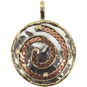 Brass and Copper Spiral Braid Pendant