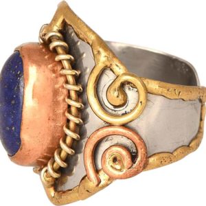 Mixed Metal Lapis Cuff Ring