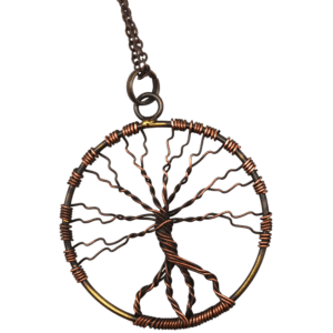 Antique Brass Wire Art Tree of Life Necklace