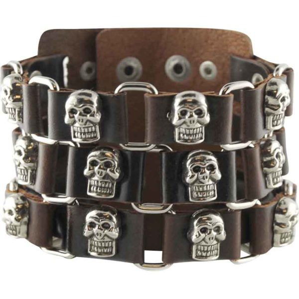 Pirate Skull Leather Bracelet