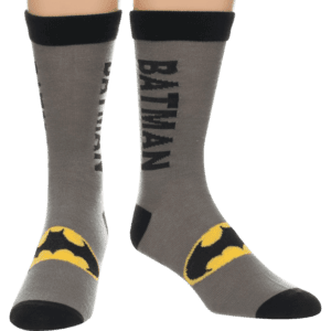 Gray Batman Logo Crew Socks