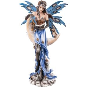 Crescent Moon Fairy and Owl Statue