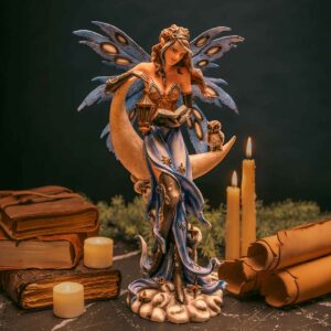 Crescent Moon Fairy and Owl Statue