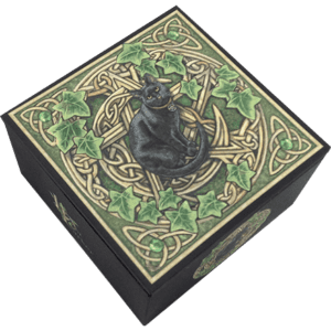 Black Cat with Pentagram Trinket Box