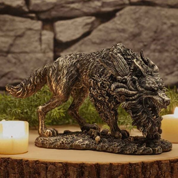 Growling Fenrir Statue
