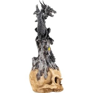 Gray Dragon on Jeweled Skull Statue